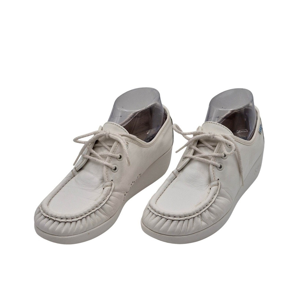 SAS Free Time Shoes Womens Size 8 White Leather Walking Comfort Lace Up Made USA
